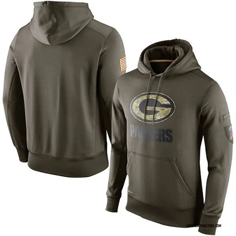 Olive Men's Green Bay Packers Salute To Service KO Performance Hoodie