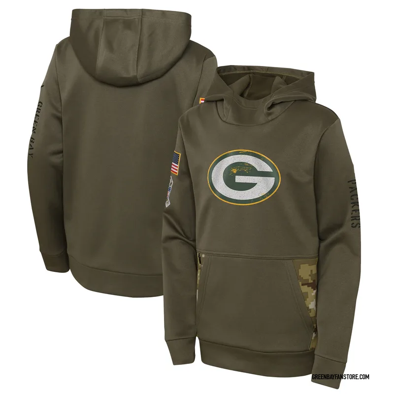 2019 Men's Green Bay Packers Salute to Service Sideline Therma  Pullover Hoodie